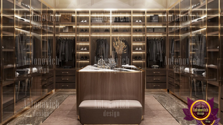 Stylish and modern bachelor's pad dressing room in Dubai