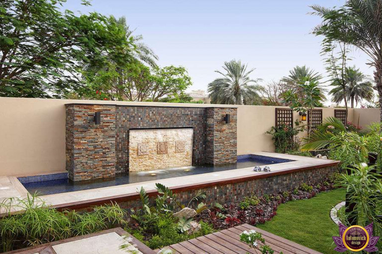 Elegant outdoor living space in an Abu Dhabi villa landscape