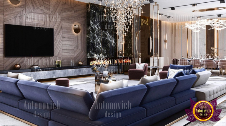 Exquisite Dubai villa sitting room featuring floor-to-ceiling windows