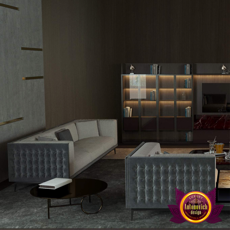 Stylish living room setup in a luxurious Dubai apartment