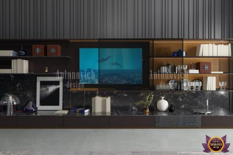 Elegant glass TV stand in a contemporary setting