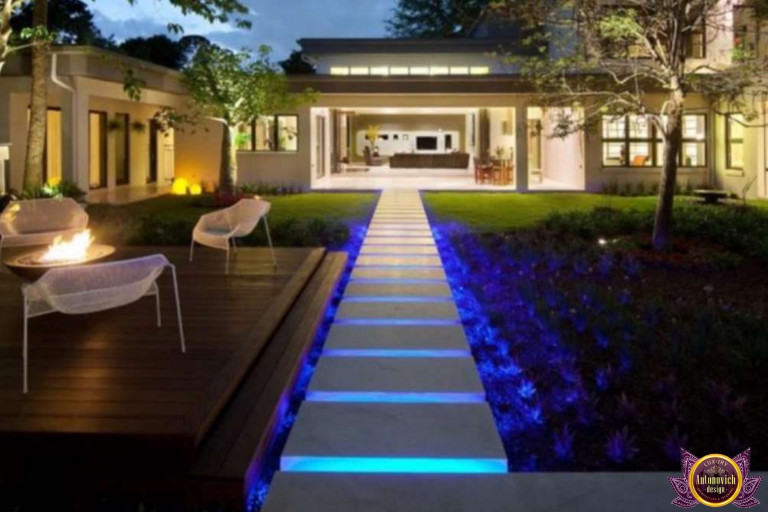 Luxurious outdoor living space in Dubai designed by top landscape designer