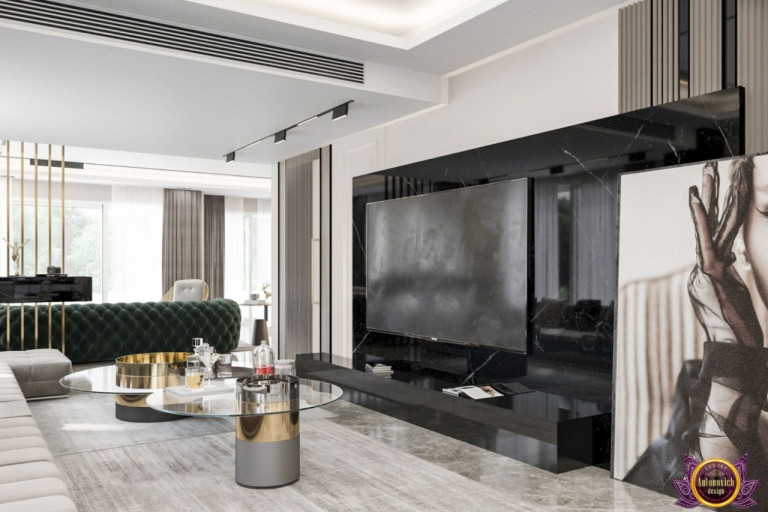 Luxurious Dubai living room with plush seating and warm lighting
