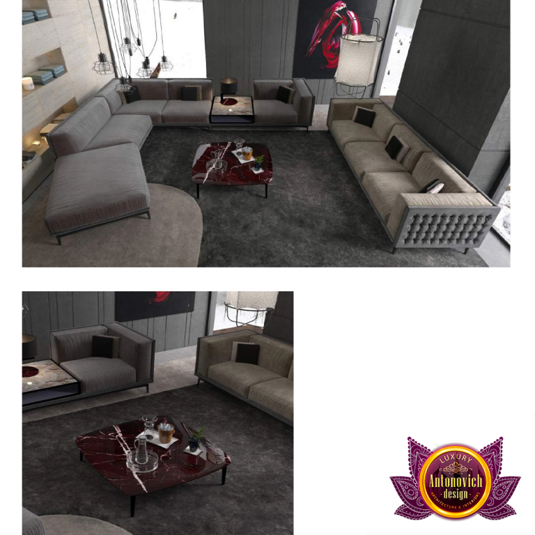 Stylish living room with modern furniture arrangement