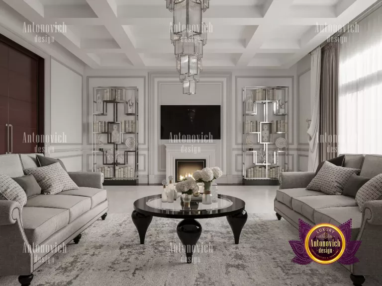 Exquisite Dubai living room with opulent chandelier and lavish decor