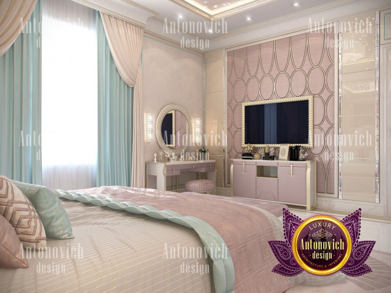 Luxurious bedroom with plush bedding and stylish accents