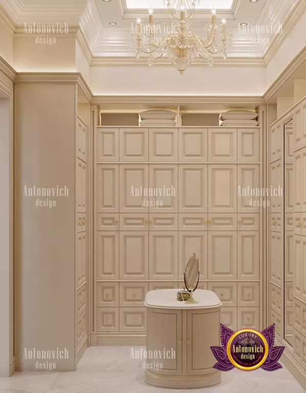 Luxurious walk-in closet with custom lighting and plush carpeting