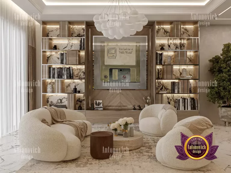Spacious Dubai villa living room with floor-to-ceiling windows