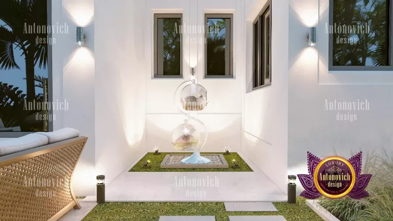 Lush greenery surrounding a luxurious Dubai home