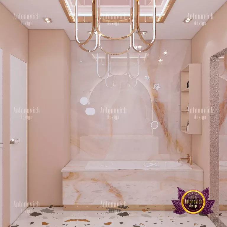 Luxurious Dubai-style bathroom with marble and gold accents
