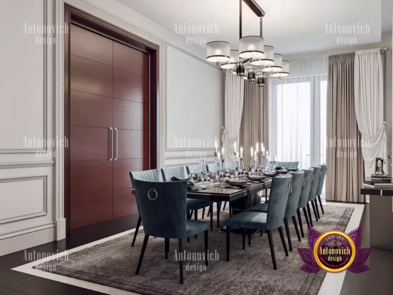 Stylish dining room design featuring gold accents in Dubai