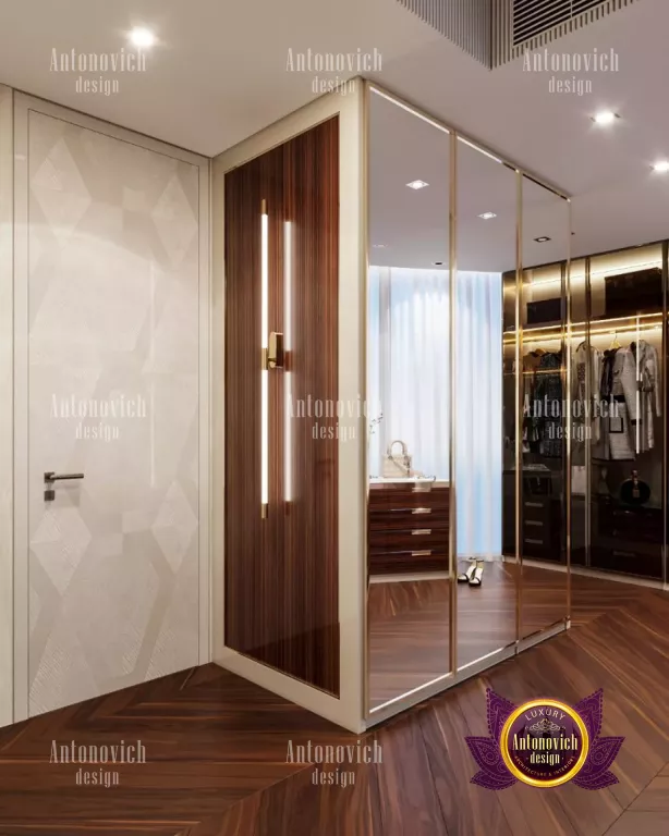 Luxurious dressing room design with elegant lighting and decor