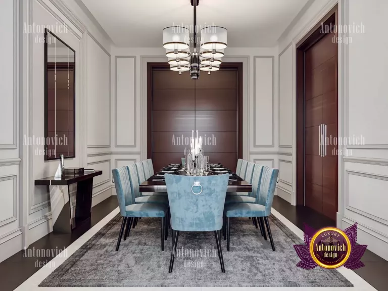 Luxurious Dubai dining room with crystal chandelier
