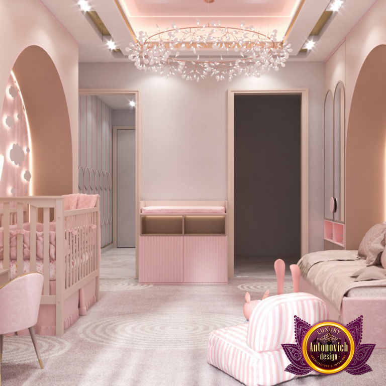 Opulent pink bedroom featuring a plush bed and sophisticated design elements