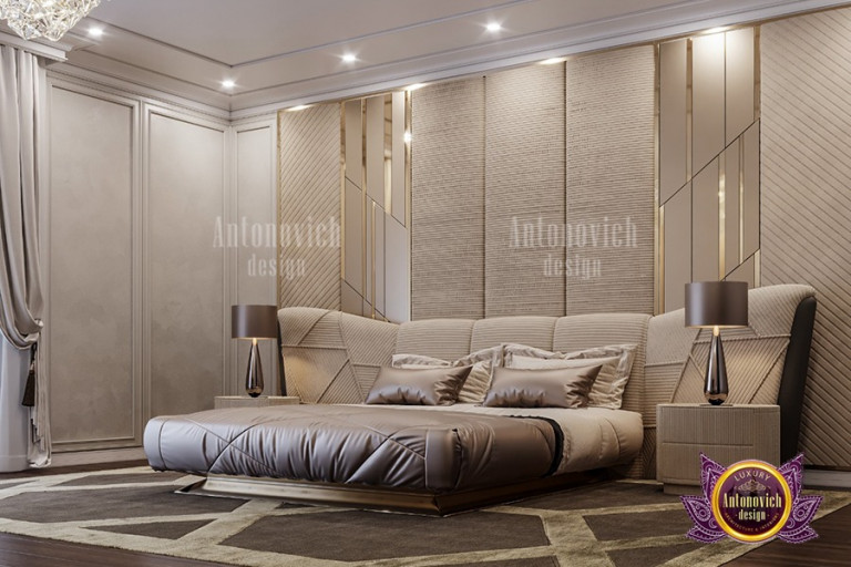 Elegant master bedroom with stylish furniture and decor