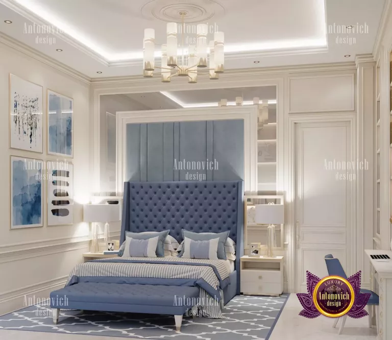 Luxurious modern bedroom with stylish furniture and decor