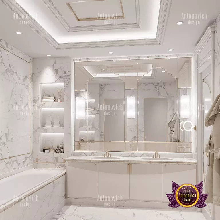 Elegant marble bathroom with gold accents in a Dubai home
