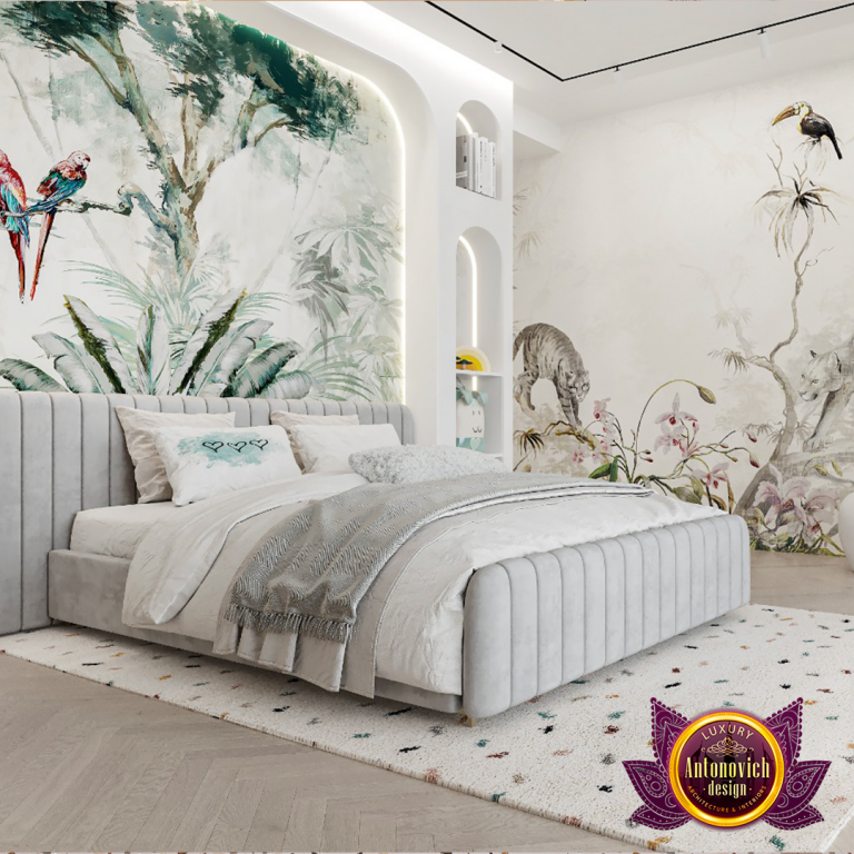Elegant Dubai bedroom featuring tropical-inspired interior design
