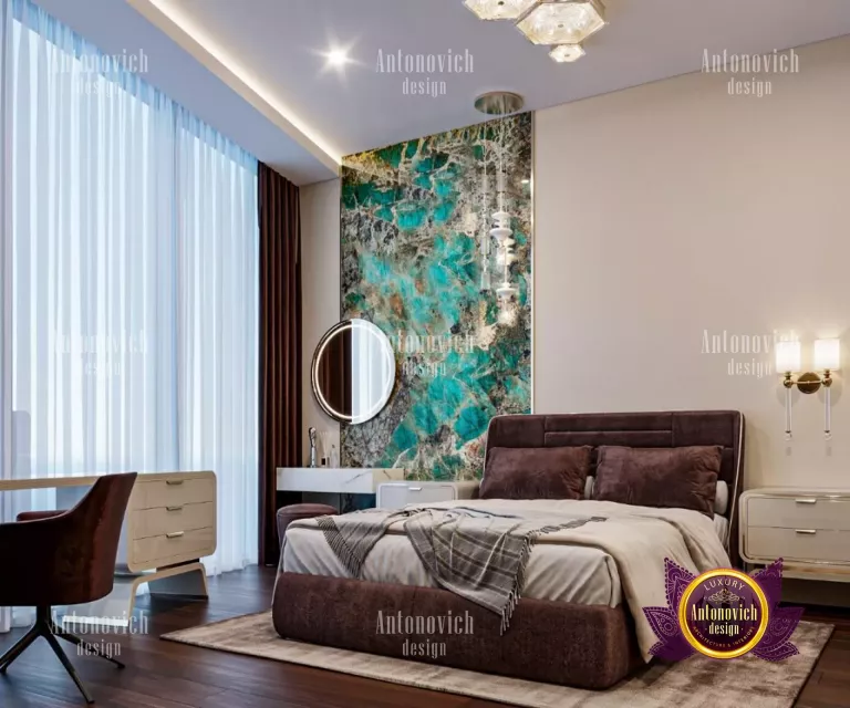 Luxurious bedroom with custom furniture and lavish decor