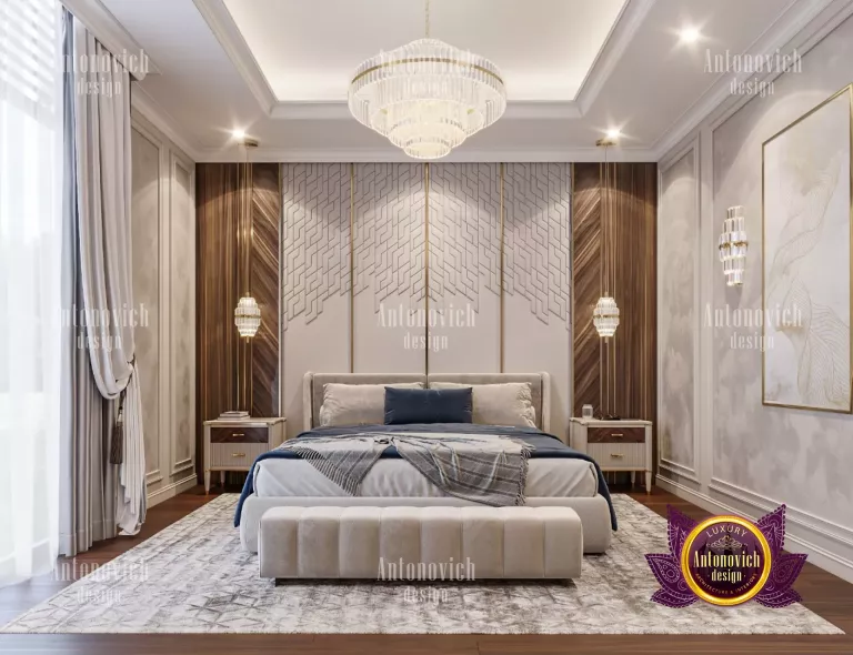 Sophisticated Dubai bedroom featuring a statement headboard and stylish decor