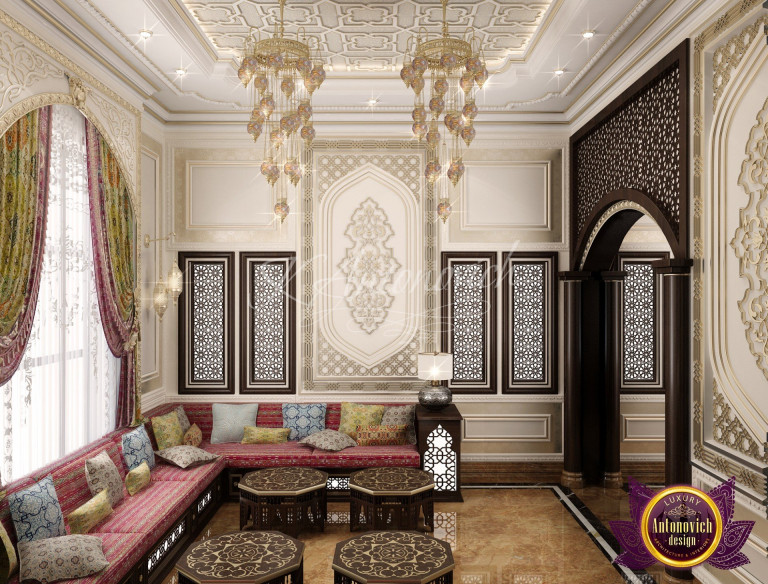Ornate details of an Arabian Majlis hall