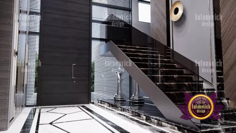 Elegant hallway design with luxurious chandelier in a Dubai home