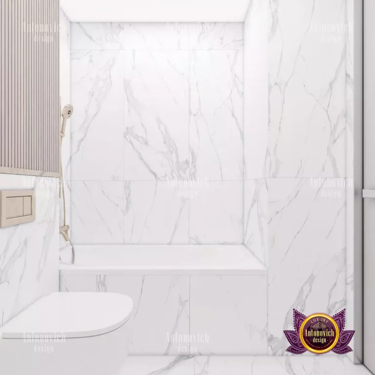 Stunning marble bathroom with gold accents in a Dubai villa