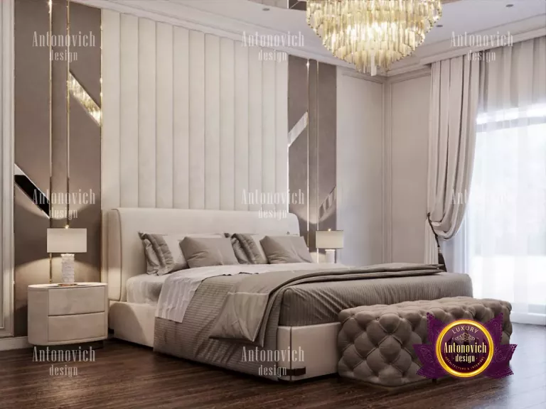 Elegant bedroom with plush bedding and stylish decor