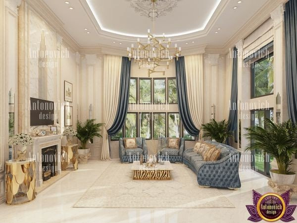 Elegant Miami living room with floor-to-ceiling windows