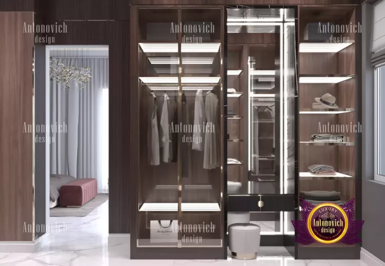 Luxurious Dubai dressing room with state-of-the-art lighting and mirrors