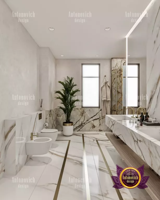 Elegant freestanding bathtub in a luxurious Dubai bathroom