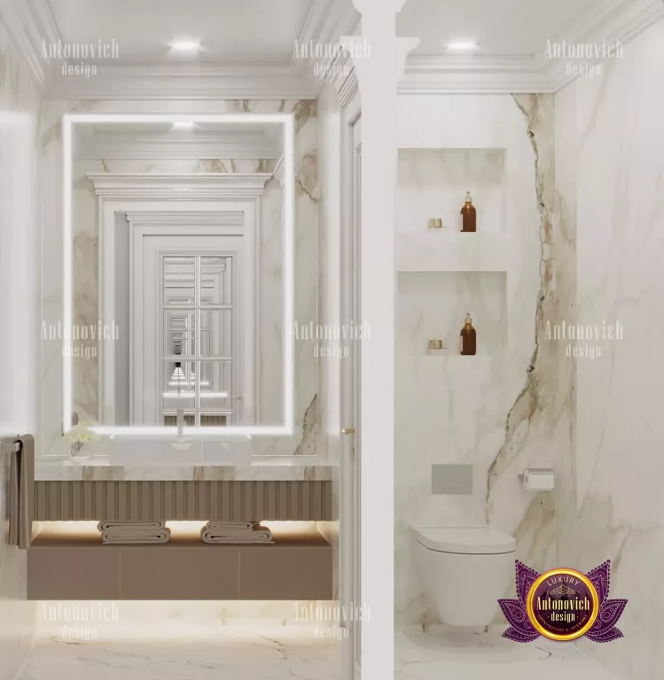 Luxurious Dubai washroom featuring a freestanding bathtub