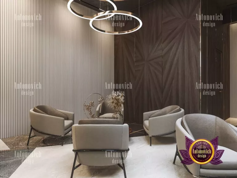 Elegant lighting and furniture in a Dubai beauty salon