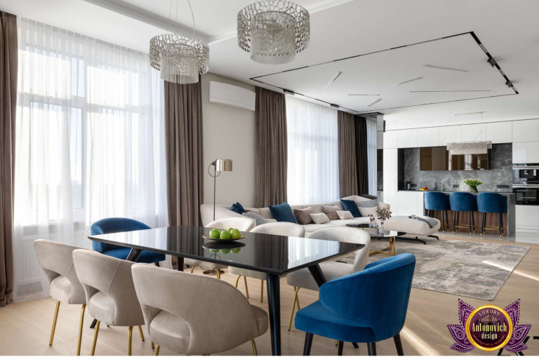 Elegant dining area embodying the essence of Dubai's luxury interiors