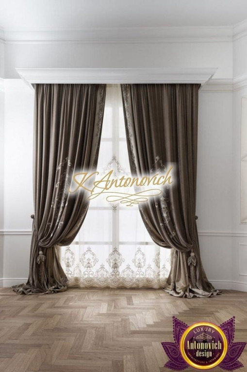 Elegant silk curtains with intricate embroidery