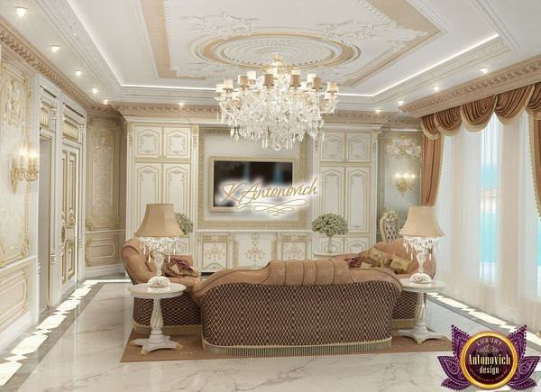 Luxurious bedroom featuring a stylish chandelier