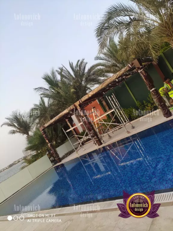 Modern Dubai landscape design with stylish patio