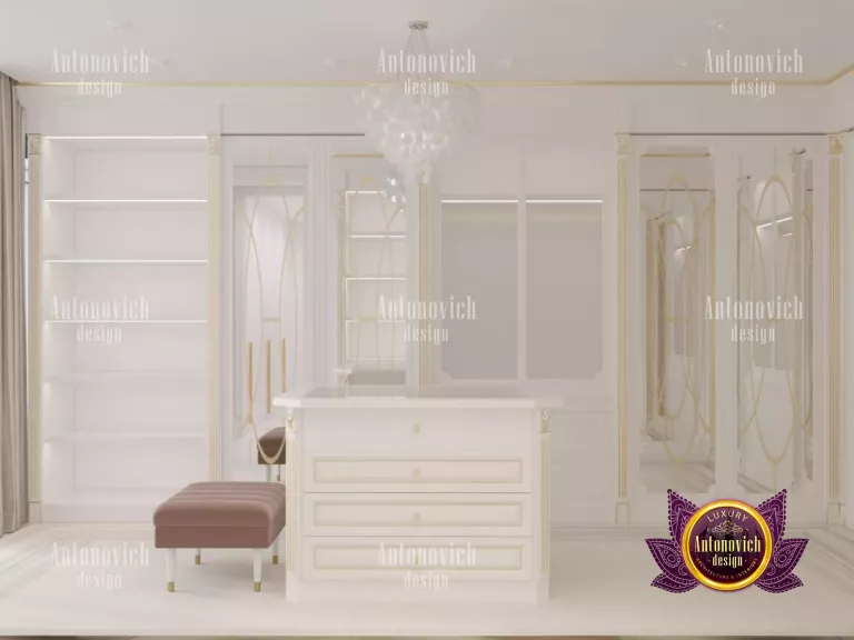 Luxurious dressing room featuring exquisite lighting and decor