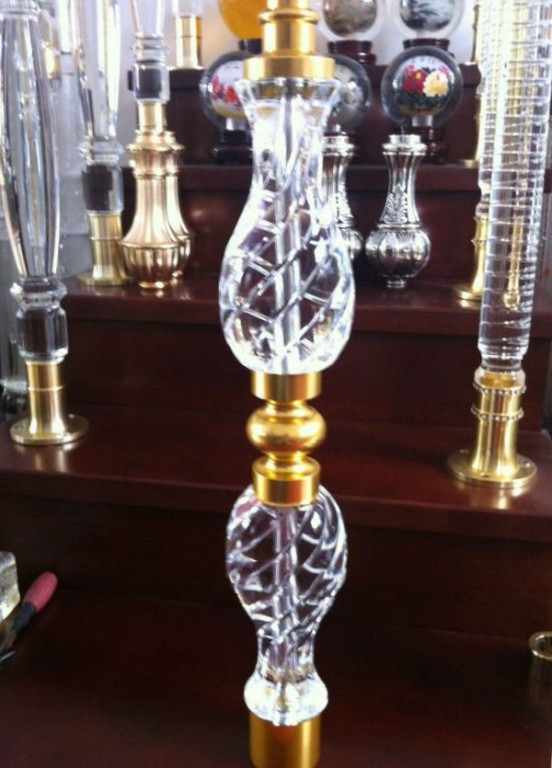Exquisite crystal baluster staircase in a grand entryway