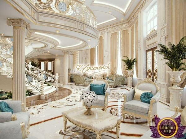 Luxurious living room with elegant furniture and decor