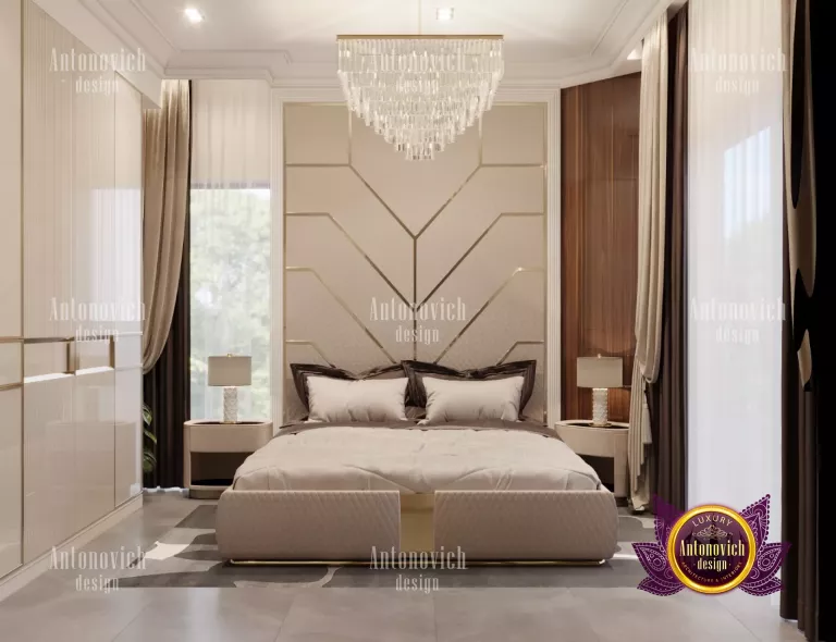 Chic and stylish bedroom with unique lighting and decor elements