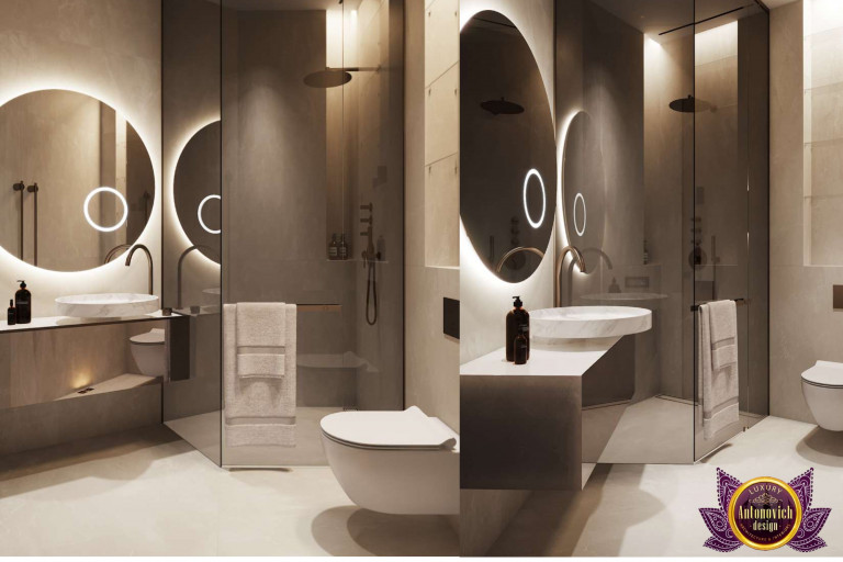 Modern UAE bathroom featuring a freestanding bathtub and sleek design
