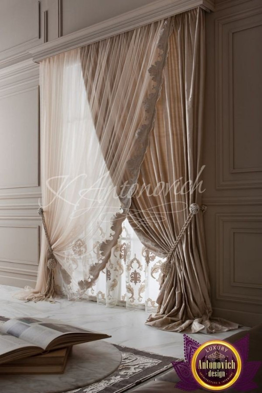 Classic style curtains with beautiful valance and tassels