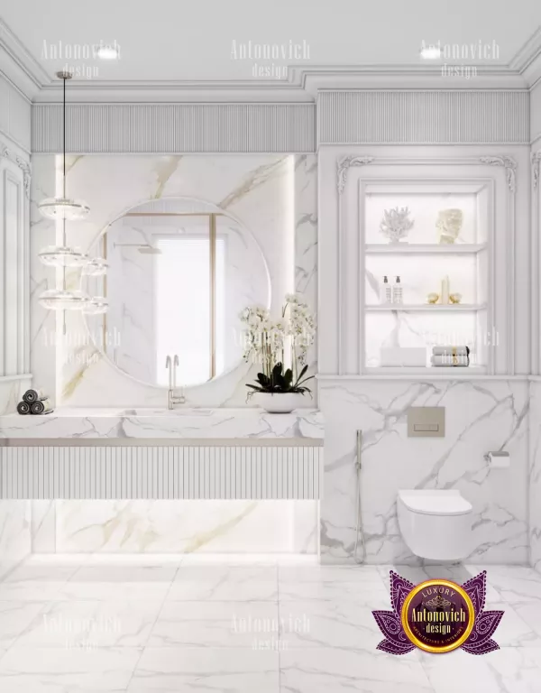 Chic marble bathroom vanity with stylish fixtures