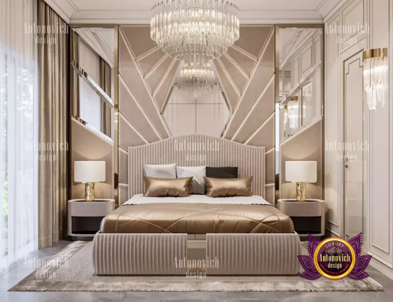 Opulent Dubai-inspired master bedroom with rich textures and colors