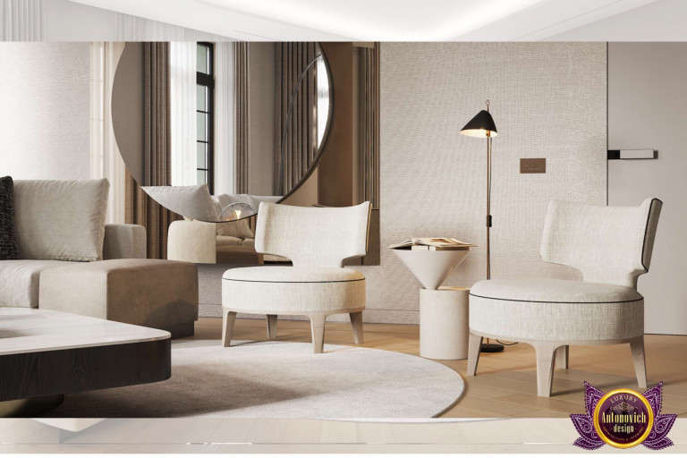 Elegant Dubai apartment living room with modern furniture