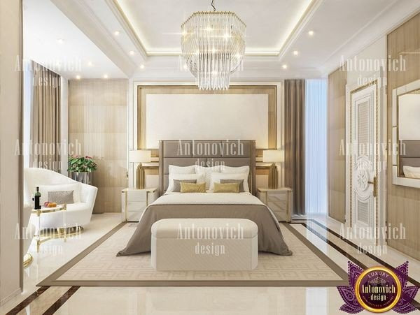 Elegant bedroom with modern design elements by LA experts