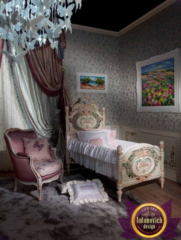 Luxurious children's room with elegant furniture and decor