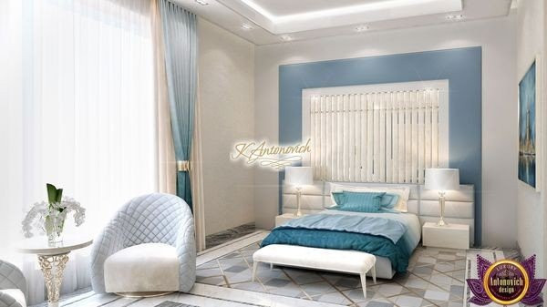 Elegant bedroom featuring a classic landscape painting