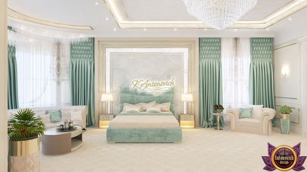 Elegant bedroom design with luxurious bedding and accessories